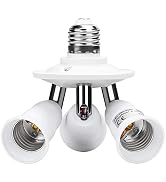 Electop E26 E27 Adjustable Socket Splitter,3 in 1 Socket White Bulb Base Adapter Lamp Holder,360 ...