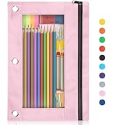 Shemira Pencil Pouch for 3 Ring Binder, Binder Pencil Pouch with Smooth Zipper, Clear Window Penc...