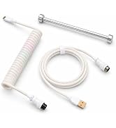 MOSHOU Coiled Keyboard Cord with Keyboard Cable Organizer, Detachable Metal Aviator, Double-Sleev...