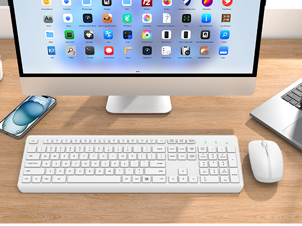 Wireless Keyboard and Mouse Combo, Full Size Silent Ergonomic Keyboard Mouse