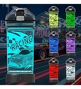 Attivolife Racing Car Sports Water Bottle with 3D Glowing LED Light - 7Color Changing - 14 OZ Tri...