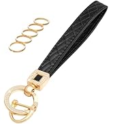 OHKYOOT Microfiber Leather Wristlet Keychain,Wrist Keychain Car Key Chain with 5 Key Ring and Ant...