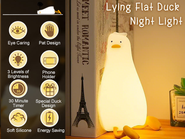 lying flat duck night light, duck night light for kids by brand YR YRHH-PET