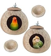 Apatal Coconut Bird Nest for Cage Natural Coconut Shell Birds House 2 Pack Parakeet Small Coconut...