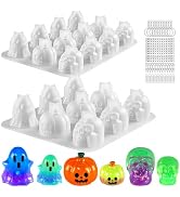 LET'S RESIN Halloween Resin Molds Silicone, 2 Sizes 3D Keychain Resin Molds | Ghost, Pumpkin & Sk...