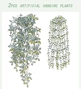 BLEUM CADE Fake Hanging Plants, 2pcs Artificial Hanging Plant for Wall Shelf Home Living Room Off...