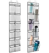 Intersnug 2PCS Over The Door Water Bottle Organizer, 24 Holders Water Bottle Storage Rack Cup Org...