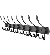 Coat Rack Wall Mount with 8 Tri Hooks, Stainless Steel 24 Inch – Black Matte Finish, Heavy Duty W...