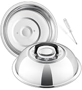 11.4 Inch Cheese Melting Dome, HaSteeL Round Stainless Steel Basting Steaming Cover, Metal Griddl...