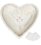 SeekElegant Prayer Bowl with 24 Blessing Cards, Farmhouse Wooden Heart Prayer Bowls with Engraved...