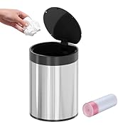 SolaceCove Mini Trash Can for Desk 0.4 Gallon,1.5L Stainless Steel mini Desk Trash can with Lid,T...