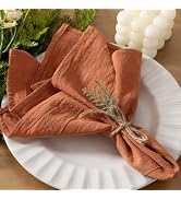 Cloth Napkins Summer Washable Reusable Linen Wedding Party Home Table Decor | Terracotta Set of 4...