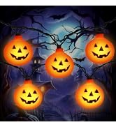 Pumpkin Halloween Decorations Lights, 8.5FT Pumpkin String Lights with 10 LED Waterproof Orange J...