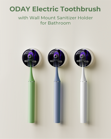 Electric Toothbrush with Wall Mount Toothbrush Sanitizer Holder for Bathroom