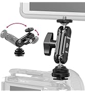 R098 Cold Shoe Monitor Mount, 1/4" Rotatable Dual Ballhead Hot Shoe Mount Microphone Fill Light C...