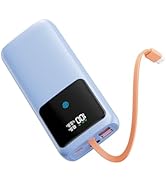 Laptop Power Bank, 24000mAh 65W Fast Charging Portable Charger with Built-in Cable, USB C Battery...