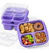 Enstphjoy Snack Boxes (3 Pack) - Stackable Bento Boxes with 3 Compartments, Meal Prep Containers ...