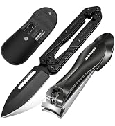 EDC Pocket Knife and Nail Clipper Set, Premium Stainless Steel Folding Mini Knife and Fingernail ...