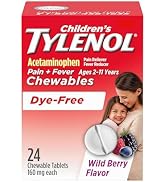 Children's Tylenol Dye-Free Chewables, 160 mg Acetaminophen Pain Reliever & Fever Reducer for Kid...