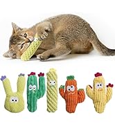 5 Pack Cactus Catnip Toys, 100% Pure Organic Catnip Filled Toys for Indoor Cats, Interactive Plus...