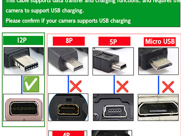 Cable for Casio Exilim CameraChargerEX-TR100 TR150 TR200 ZR20 ZR200 ZR300 ZR400 ZR1000 ZR1200 ZR1500