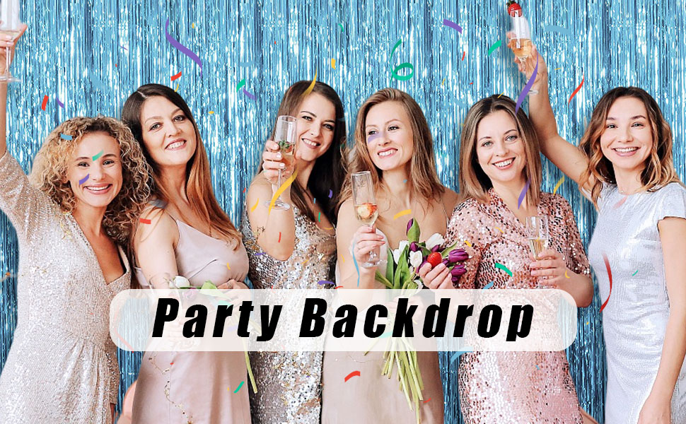 blue backdrop streamers party decorations ocean themed decor birthday party decorations foil fringe