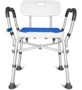 Bath Chair with Arms, Medical Shower Seat, Bariatric Bath Stool Safety Shower Bench with Reinforc...