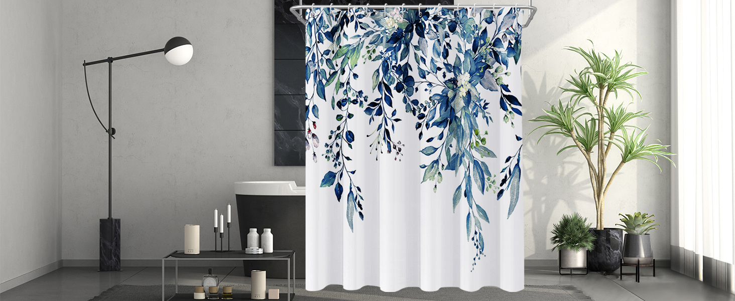 blue shower curtains