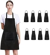 Nymmoata 8/12/24 Pack Plain Bib Aprons Bulk, Black Commercial Apron with 2 Pockets, Unisex Apron ...