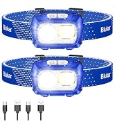 Blukar LED Headlamp,2000L Super Bright Rechargeable Headlight Flashlight with White&Red Light 2 P...