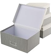 Briful Photo Boxes with Lids - 4 in 1 Set Waterproof Storage Boxes with Handles for Clothes, Shoe...