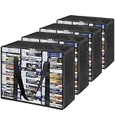 PUTNATRUE DVD Storage Bags 4 Pack - DVD Organizer with Handles & Zipper, Clear Media Holder Box f...