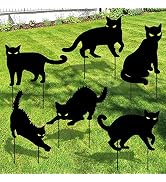 Black Cat Halloween Yard Sign - Pack of 6 | Black Cat Silhouette Stake for Hocus Pocus Decoration...