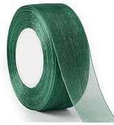 Jutieuo 1-1/2 Inch Dark Green Sheer Organza Ribbon for Bow Making, Gift Wrapping, Christmas Decor...