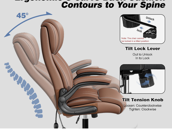Ergonomic Office Chair Desk Computer Chair Leather High Back Executive Chairs with Adjustable Lumbar