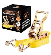 Xpose Safety 4-Pack Retractable Ratchet Straps with Double J Hooks, Heavy Duty 1" x 15', 3,000 lb...