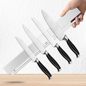 17 inch magnetic knife holder with 10 hooks Silver