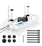Under Desk Cable Management Tray - Aoriyar Cable Tray Organizer No Drill, White Desk Cord Managem...