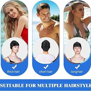 swim cap swimming women caps hair long waterproof girls men black hat braids silicone ear protection