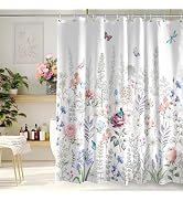Kuyuayee Spring Summer Flowers Shower Curtain 72x72 Inch Floral Shower Curtains for Bathroom with...