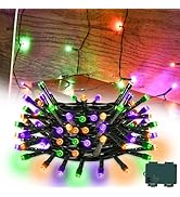 cshare Orange Purple Green String Lights Battry Operated with Timer Waterproof, Halloween String ...