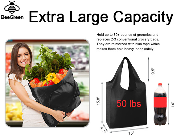 Black Reusable Grocery Bags