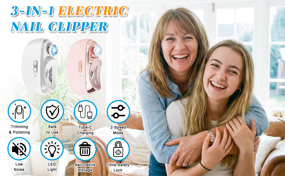 automatic electric nail clipper fingernail cutter auto nail trimmer polisher for adults seniors