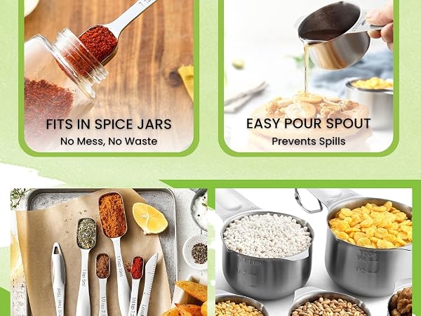Stainless Steel Measuring Cups & Spoons