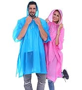 RUISHYY Rain Ponchos for Adults (2-5 Pack), Reusable EVA Rain Poncho Portable Rain Coats for Men ...