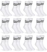 GENTABY 12 Pairs Boys Toddler Socks, Crew Kids Socks Breathable Athletic Sock with Retro Stripes ...