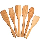 ECOSALL 6 Wooden Spoons for Cooking – European 100% Natural Healthy Nonstick Wooden Spatula and S...