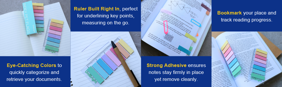 morandi colors, bookmark ruler included, strong adhesive, use as bookmark