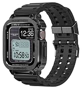 amBand Bands Case Compatible with Apple Watch 45mm, Moving Fortress Rugged Metal Bumper Men Tacti...
