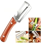 Multifunctional Vegetable Peeler for Kitchen,3 in 1 Stainless Steel Peeler with Wooden Handle and...